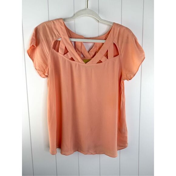Anthropologie Maeve Tri Cut Peach Blouse Size 2 - Picture 2 of 8